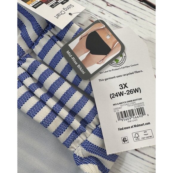NEW Time and Tru Bikini Womens Plus Size 3X Swim Top & Bottoms Set Blue Stripes - Picture 7 of 14